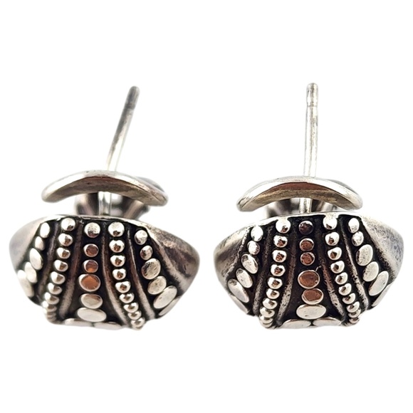 John Hardy Sterling Silver Buddha Belly Dot Earrings Omega Backs #18410 - Picture 3 of 8